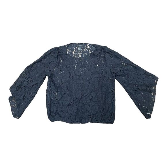 NWT Alfani Lace Blouse Bubble Hem Bell Sleeve Size M Elegant Feminine Romantic - Picture 7 of 9